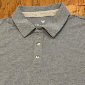Free Fly‎ Mens Bamboo Polo Shirt XL Blue Heather Short Sleeve Adventure Top